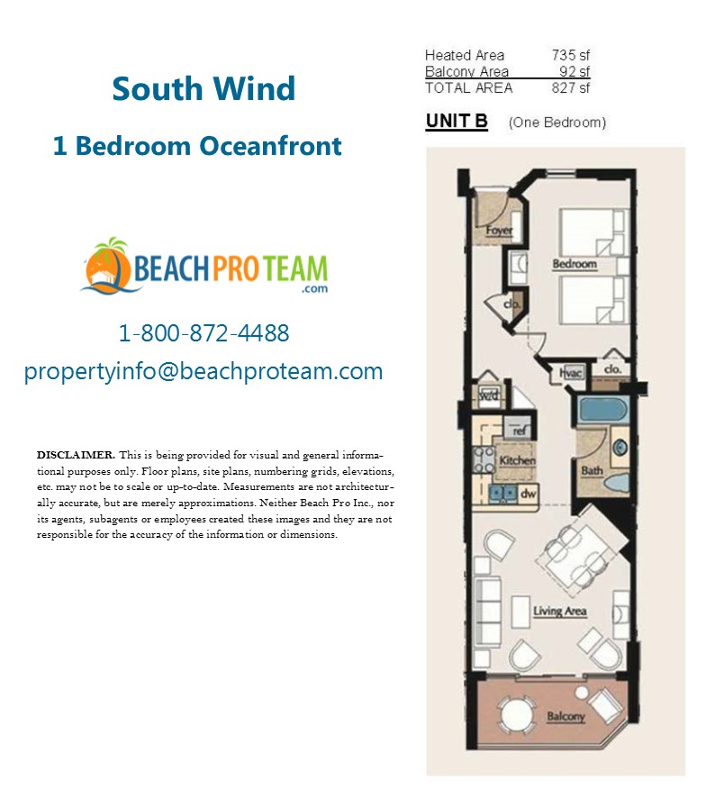 South Wind Floor Plan B - 1 Bedroom Oceanfront